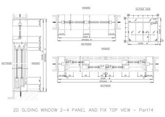 2D SLIDING WINDOW 2-4 PANEL AND FIX TOP VIEW