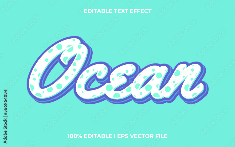 Aufkleber ocean 3d text effect and editable text, template 3d style use for business tittle