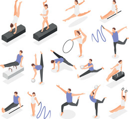 Gymnastics Isometric Icon Set