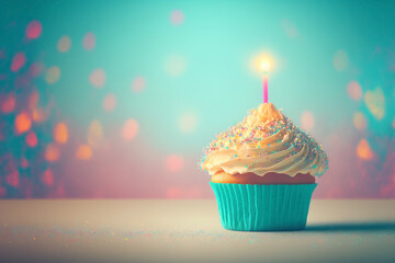 birthday cupcake with candle	