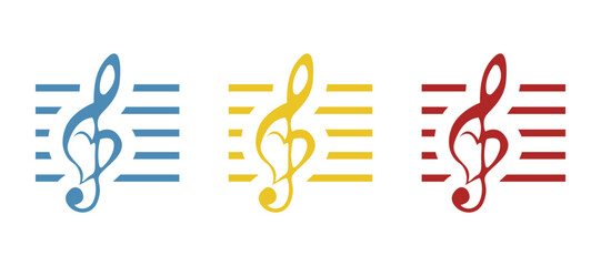 treble clef icon, vector illustration