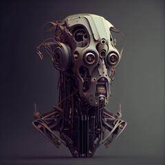 Robot cyborg head.  Generative AI illustrations. 