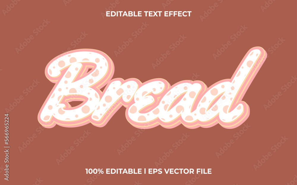 Poster bread 3d text effect and editable text, brown template 3d style use for business tittle