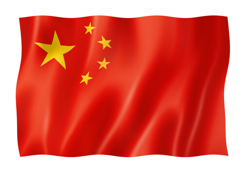 Chinese flag isolated on white