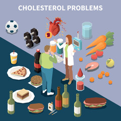 Fototapeta na wymiar Cholesterol Isometric Concept