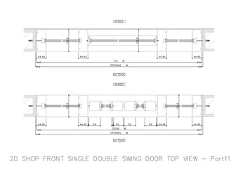 2D SHOP FRONT SINGLE DOUBLE SWING DOOR TOP VIEW