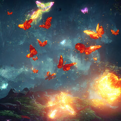 Fototapeta na wymiar Magical flying butterflies.Generative AI 