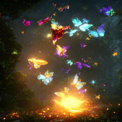 Fototapeta na wymiar Magical flying butterflies.Generative AI 