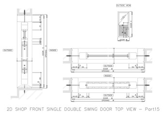 2D SHOP FRONT SINGLE DOUBLE SWING DOOR TOP VIEW