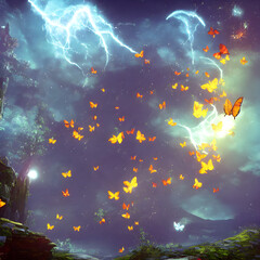 Magical flying butterflies.Generative AI 