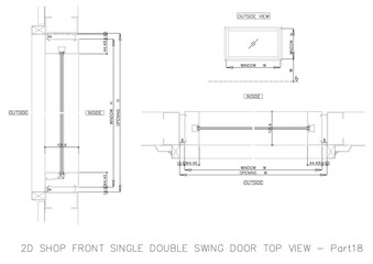 2D SHOP FRONT SINGLE DOUBLE SWING DOOR TOP VIEW