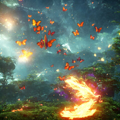 Magical flying butterflies.Generative AI 