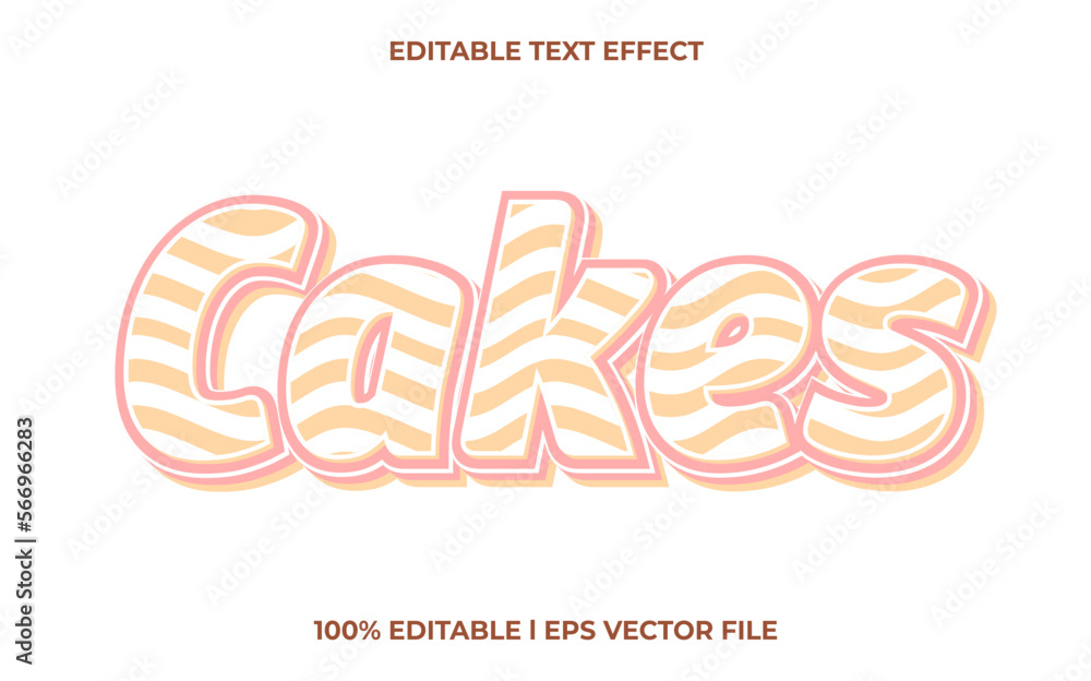 Poster cakes 3d text effect and editable text, pastel template 3d style use for business tittle
