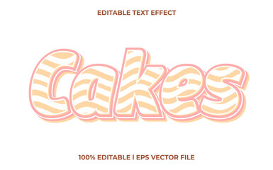 Cakes 3d text effect and editable text, pastel template 3d style use for business tittle