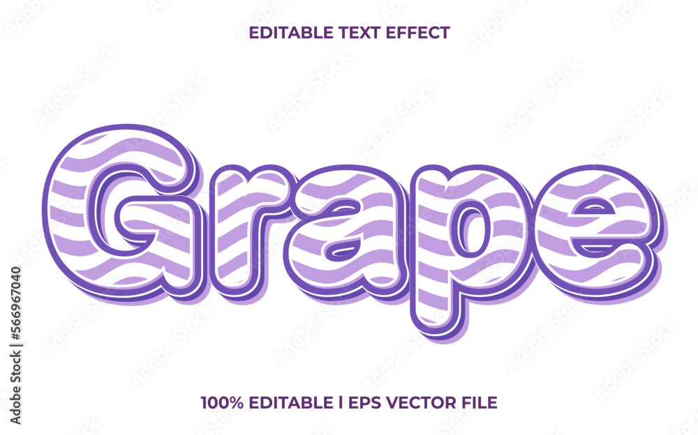 Aufkleber grape 3d text effect and editable text, purple template 3d style use for business tittle