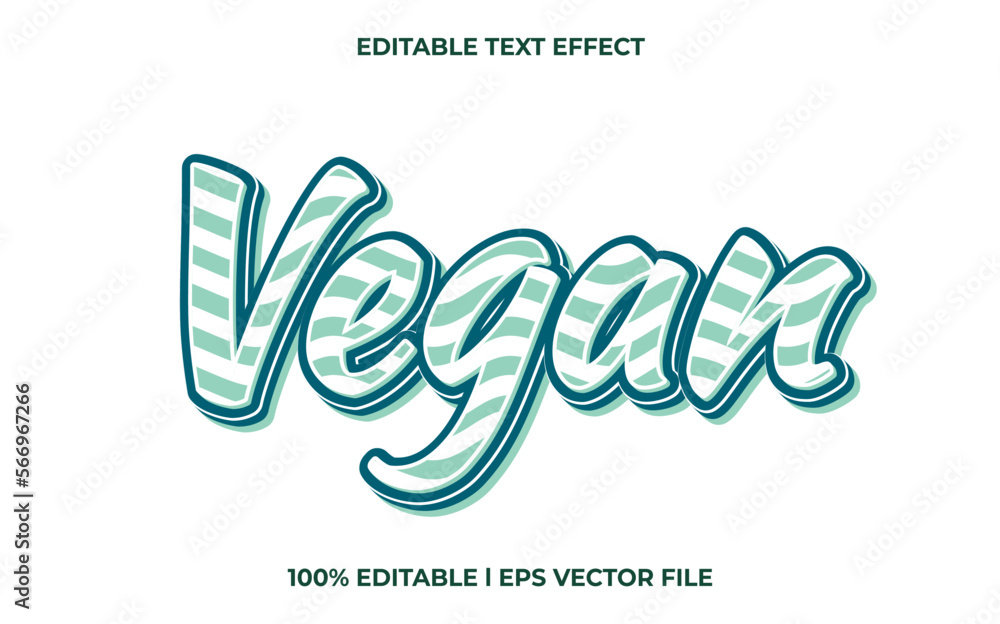 Poster vegan 3d text effect and editable text, template 3d style use for business tittle