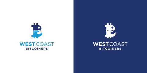 Unique and elegant west coast bitcoin logo design