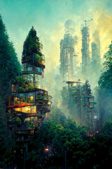 Cyberpunk rainforest