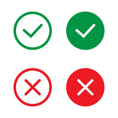 Cross mark and Check mark vector icon. Yes or no line symbol, approved or rejected icon for user interface. 
