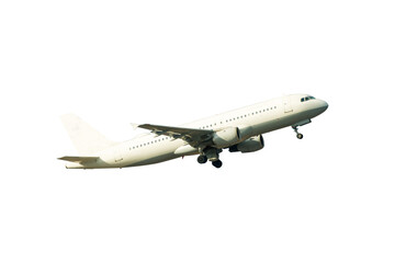 Fototapeta na wymiar Airplane plane flight jet in PNG isolated on transparent sky background
