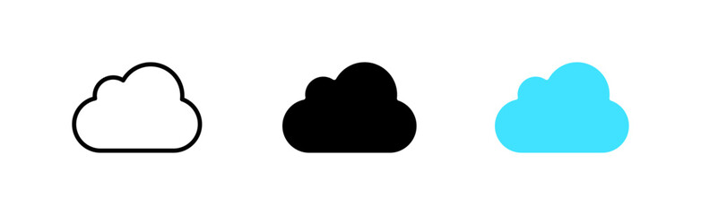 Cloud line icons. Weather, forecast, temperature, rain, precipitation, bad weather, overcast, season, dampness, meteorology. Vector icon in line, black and colorful style on white background