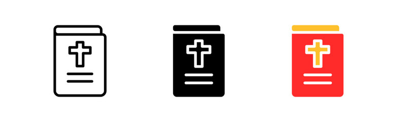 Fototapeta premium Bible line icon. Book, paper, page, god, jesus, faith, believe. Religion concept. Vector icon in line, black and colorful style on white background