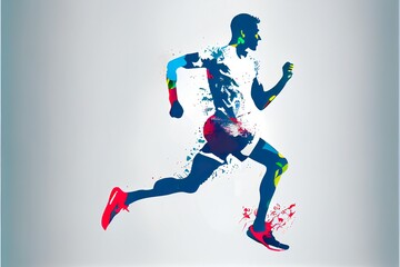 Fototapeta na wymiar Colorful runner illustration Generative AI