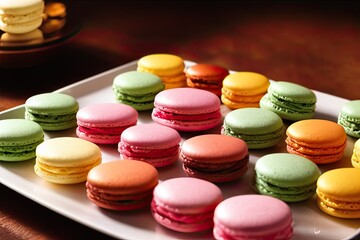 High-Resolution Image of Colorful Macarons Displaying the Vibrant and Tasty Characteristics of Macarons, Perfect for Adding a Sweet and Attractive Element to any Design Project