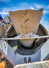 concrete mixer truck on site