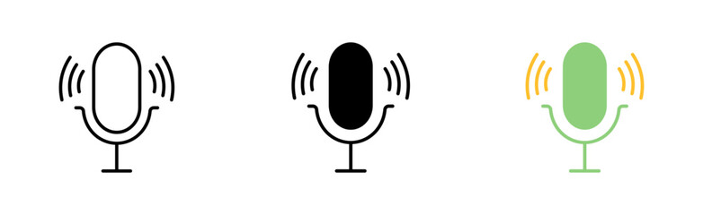 Microphone line icon. Recording, studio, communication, singing, sound, voice message, communication, music. Vector icon in line, black and colorful style on white background