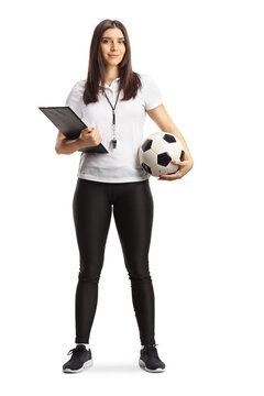 Full length portrait of a female football coach posing