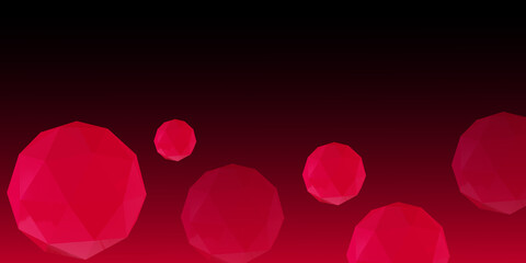 Red spheres on gradient black abstract background