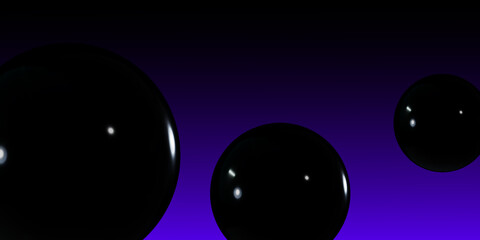 Black glossy spheres abstract background
