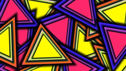 Fototapeta premium Cute unique neon colors triangles paper cut art background