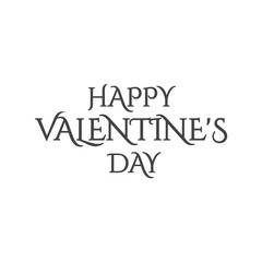 Happy Valentine's day text on white background. illustration. Romantic quote postcard, card, invitation, banner template.