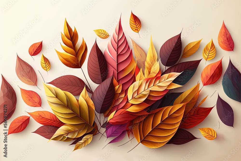 Poster background design for fall including beautiful leaves. example 10 generative ai