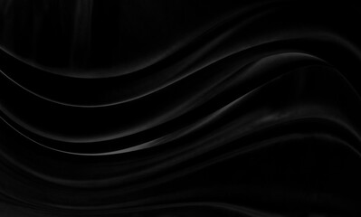 Black gray satin dark fabric texture luxurious shiny that is abstract silk cloth background with patterns soft waves blur beautiful.