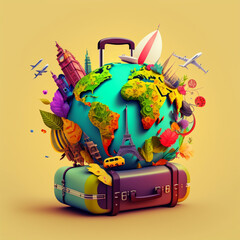 Time to travel around the world! (AI Generated) - 566975611