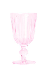 Glass faceted empty wine glass. Rose glass. Isolated. PNG