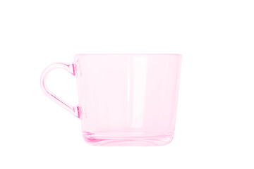 Glass mug, empty cup. Rose glass. isolated. PNG
