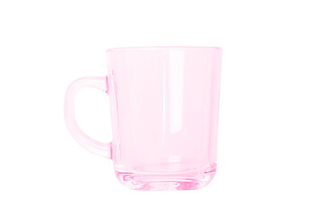 Glass mug, empty cup. Rose glass. isolated. PNG