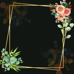 Greeting card / wedding invitation background with floral frame