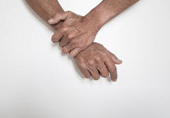 Symptoms of hand and fingers, blackamoor senior with weakness problems. and pain in the muscles and...