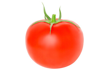 Juicy fresh tomato direct foreshortening. Isolated.