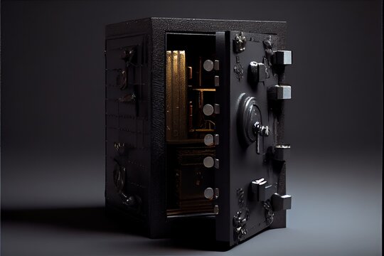 open safe with gold