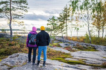 Couple looking at the sea. Fäboda, Jakobstad/Pietarsaari. Finland