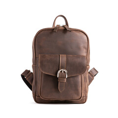 Modern brown leather urban backpack