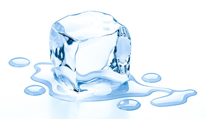 One ice cube isolated on white background
