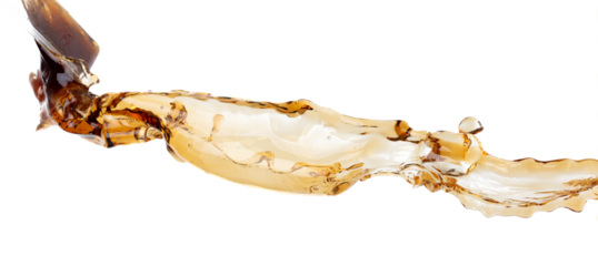 Coffee drink water mix ice cube fall pouring down in Shape form line of espresso black coffee splashes into drop soda cola attack fluttering in air, stop motion freeze shot. Splash coffee cola drink