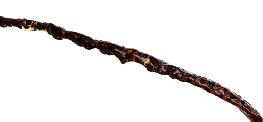 Coffee drink water mix bean seed fall pouring down form line of espresso black coffee splashes drop roasted coffee bean attack fluttering in air, stop motion freeze. Splash water drink seed texture